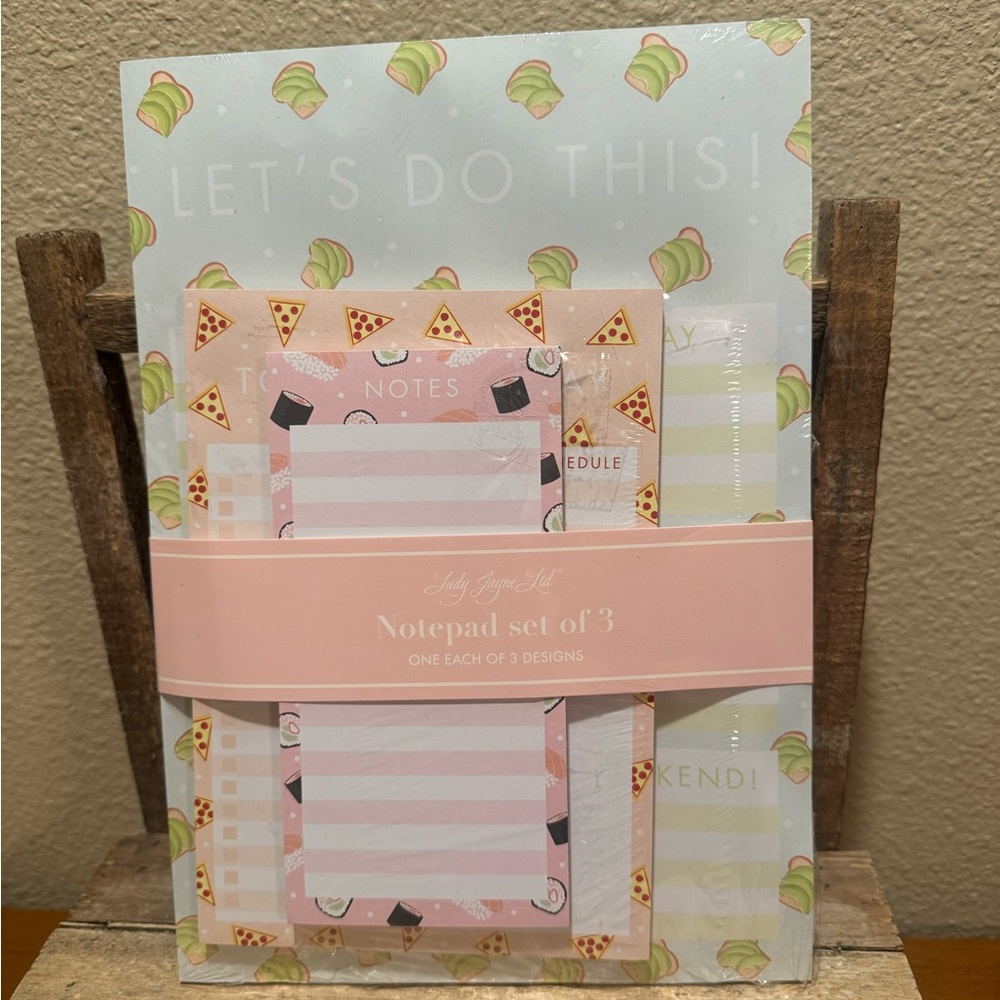 Food Themed Notepad Set, Avocado Toast Notepad, Pizza Notepad & Sushi Notepad